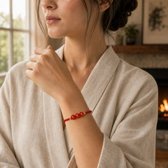 Angel Number Red String Red Agate Beads Luck Braided Adjustable Bracelet featuring Red String, Red Agate