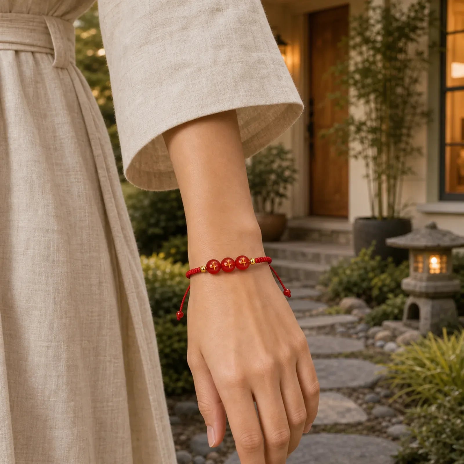 Angel Number Red String Red Agate Beads Luck Braided Adjustable Bracelet featuring Red String, Red Agate