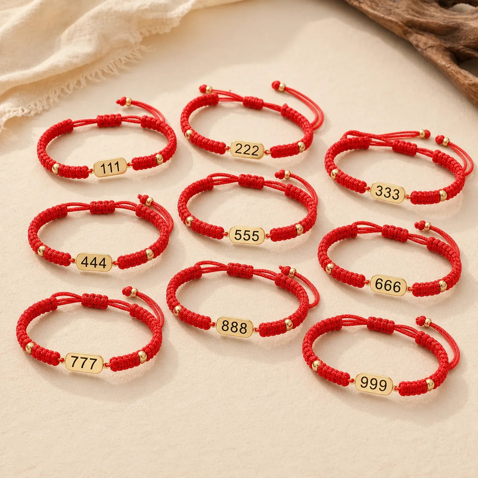 Angel Numbers Red Black Braided String Connection Bracelet featuring Red String, Titanium Steel