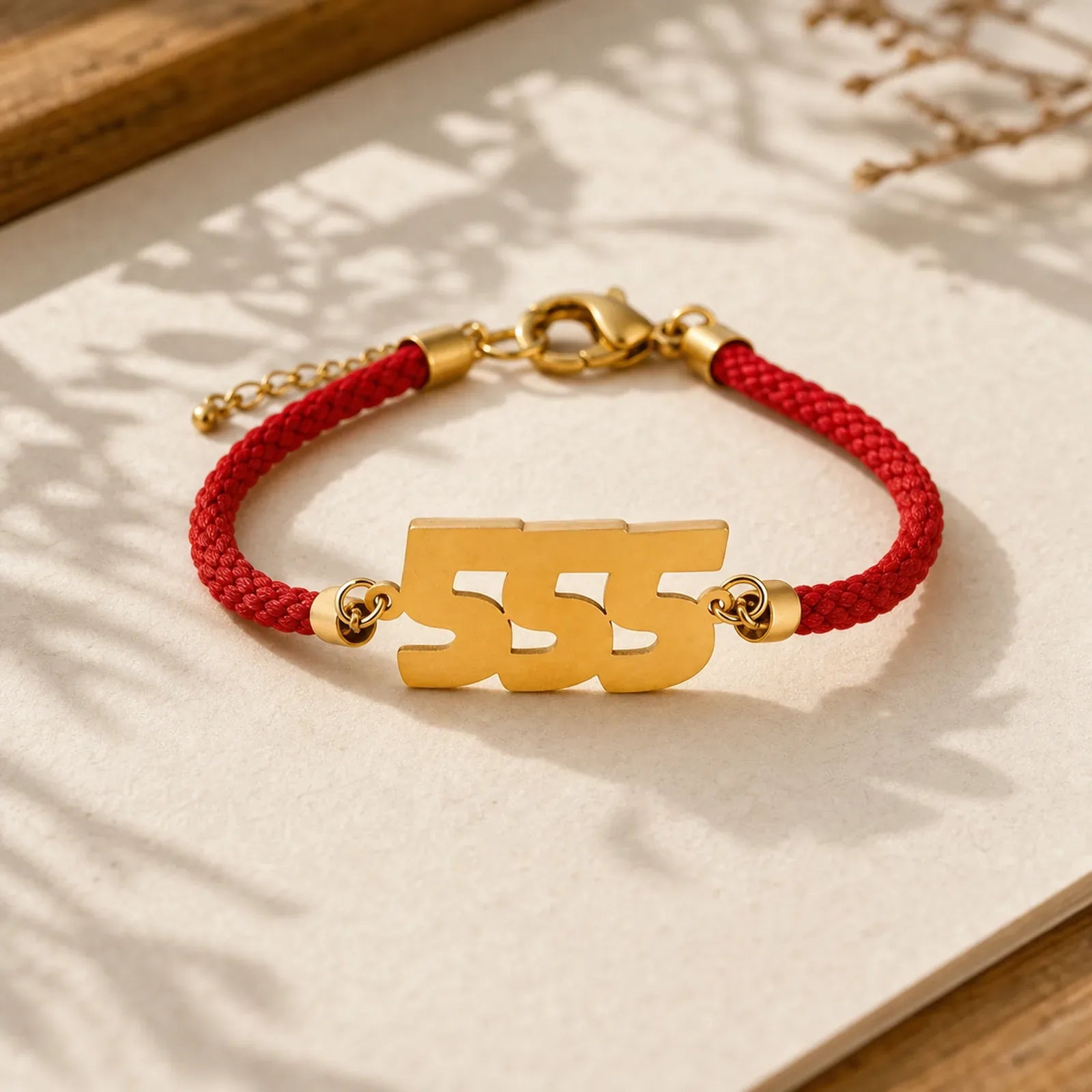 Angel Numbers Titanium Steel Adjustable String Faith Bracelet featuring Titanium Steel, Red String