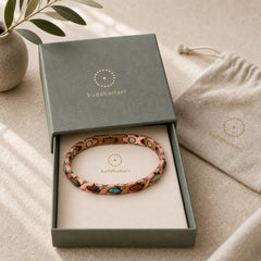 Antique Copper Turquoise Inlaid Balance Adjustable Grain Link Bracelet featuring Copper, Turquoise