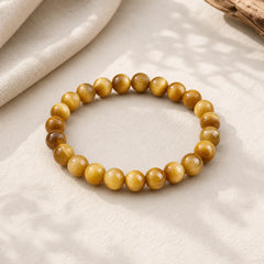 Anxiety Stress Healing Crystal Tiger Eye Bead Bracelet featuring Tiger Eye