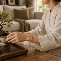 Anxiety Stress Healing Crystal Tiger Eye Bead Bracelet featuring Tiger Eye