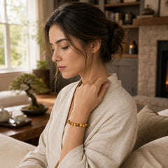 Anxiety Stress Healing Crystal Tiger Eye Bead Bracelet featuring Tiger Eye