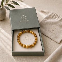 Anxiety Stress Healing Crystal Tiger Eye Bead Bracelet featuring Tiger Eye