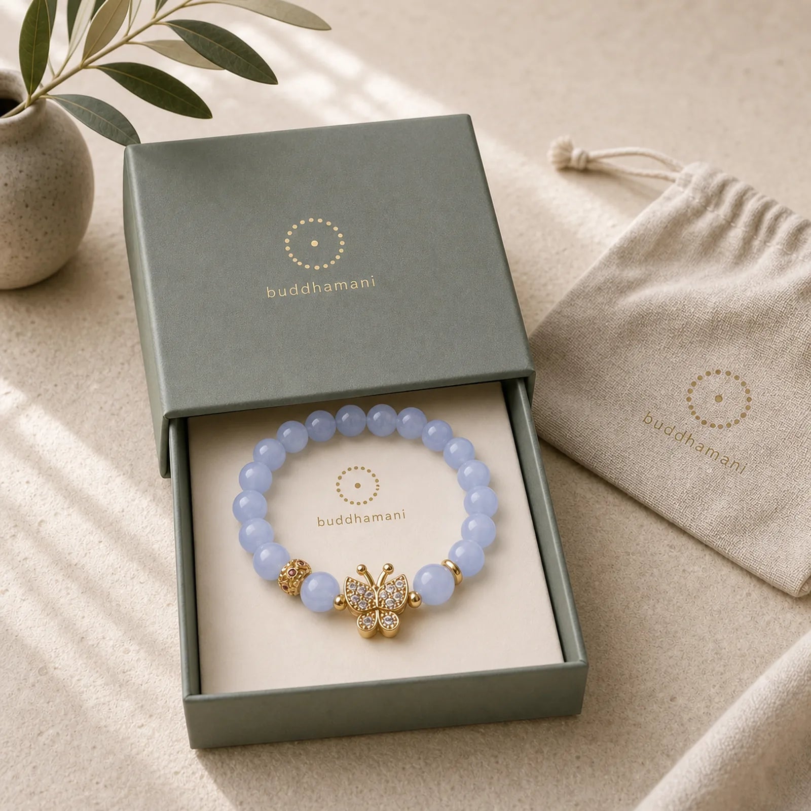 Aquamarine Butterfly Serenity Bracelet featuring Aquamarine, Butterfly, Feng Shui Butterfly