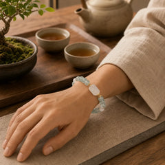 Aquamarine Jade Abacus Beads Serenity Bracelet featuring Aquamarine, Jade, Tourmaline