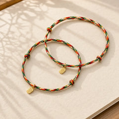 Auspicious Fu Character Peace And Joy Luck Handmade Multicolored Child Adult Bracelet featuring Fu Character, Five Elements, Dragon