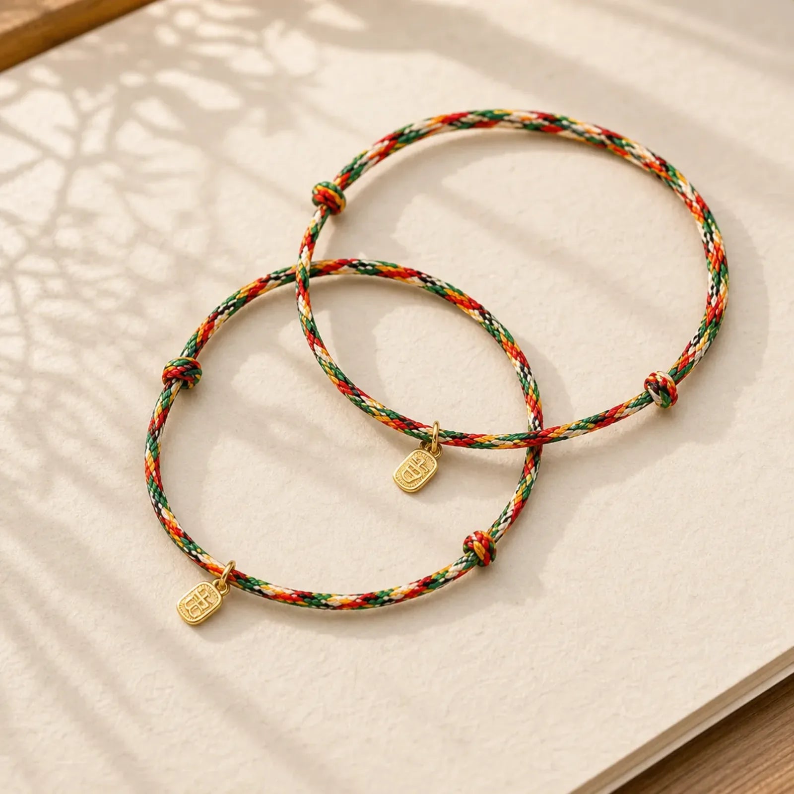 Auspicious Fu Character Peace And Joy Luck Handmade Multicolored Child Adult Bracelet featuring Fu Character, Five Elements, Dragon