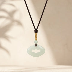 Auspicious Ruyi Jade Luck Necklace String Pendant featuring Jade