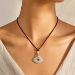 Auspicious Ruyi Jade Luck Necklace String Pendant featuring Jade