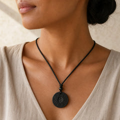 Authentic Shungite Stone Yin Yang Bagua Protection Necklace Pendant featuring Bagua, Shungite Stone (Graphite Stone), Yin Yang Symbol
