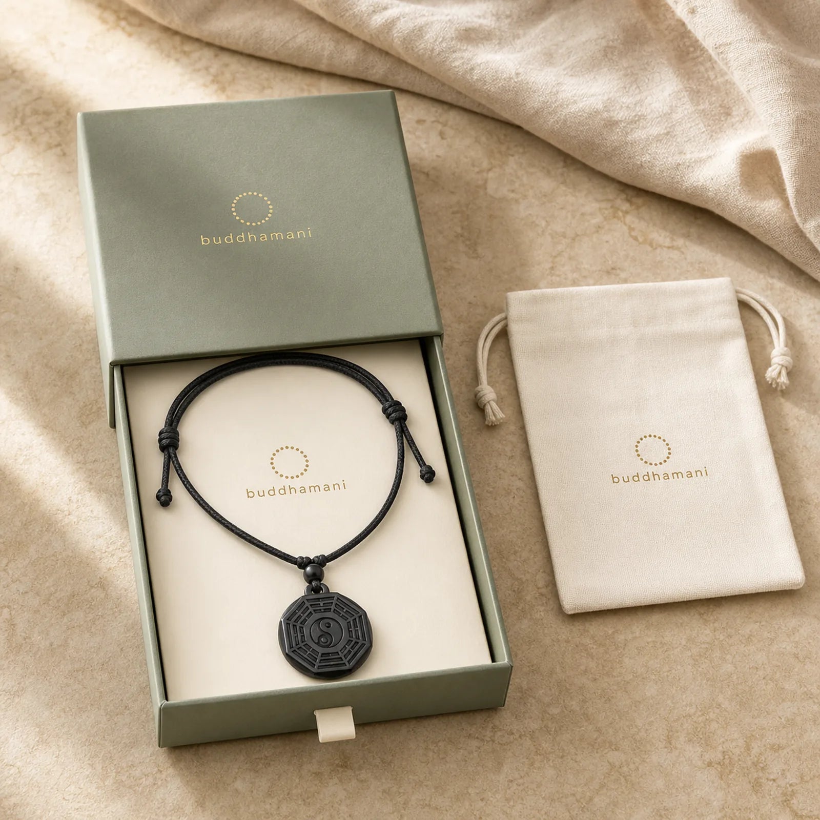 Authentic Shungite Stone Yin Yang Bagua Protection Necklace Pendant featuring Bagua, Shungite Stone (Graphite Stone), Yin Yang Symbol