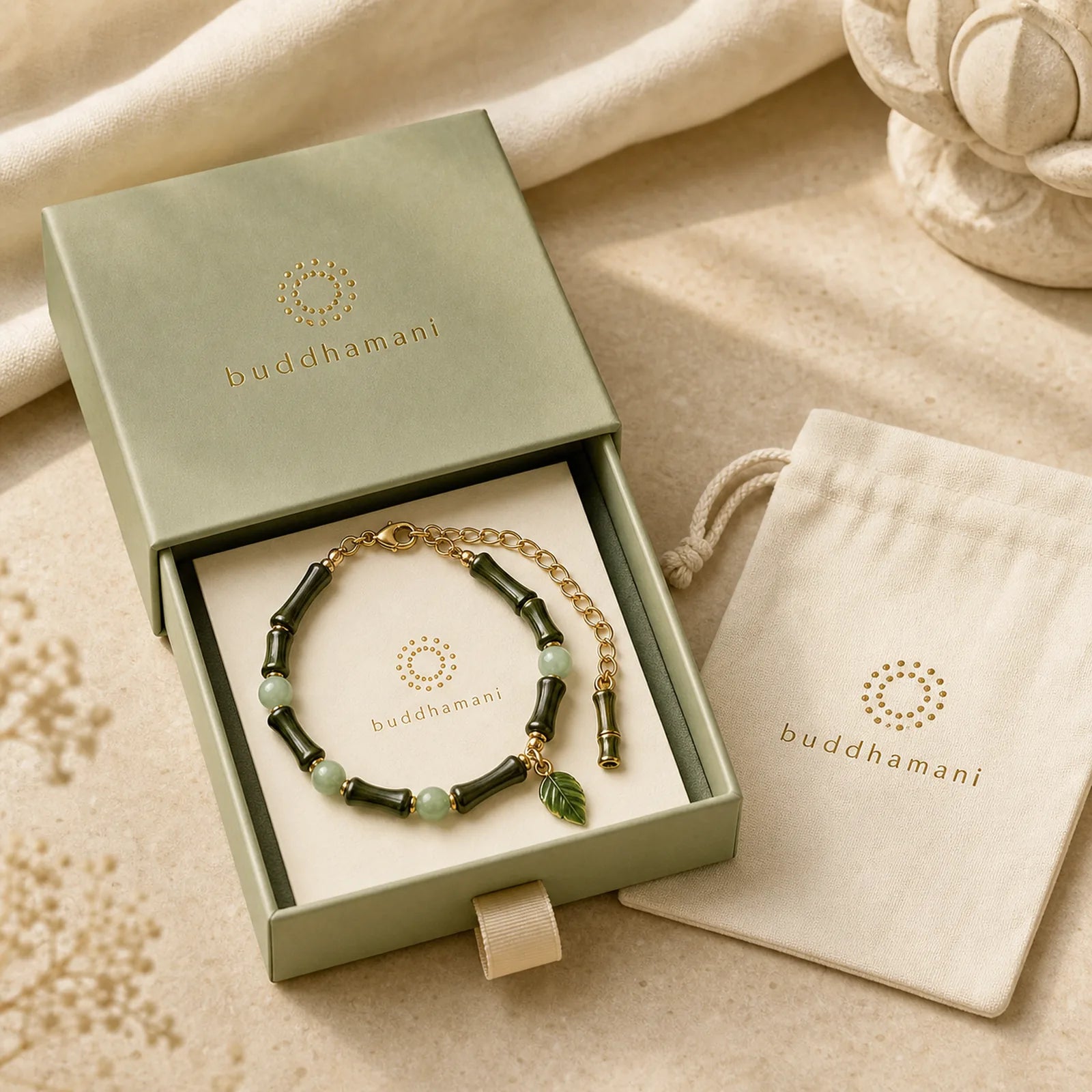 Bamboo Bufferfly Peridot Hetian Jade Bead Peace Bracelet featuring Bamboo, Peridot, Jade