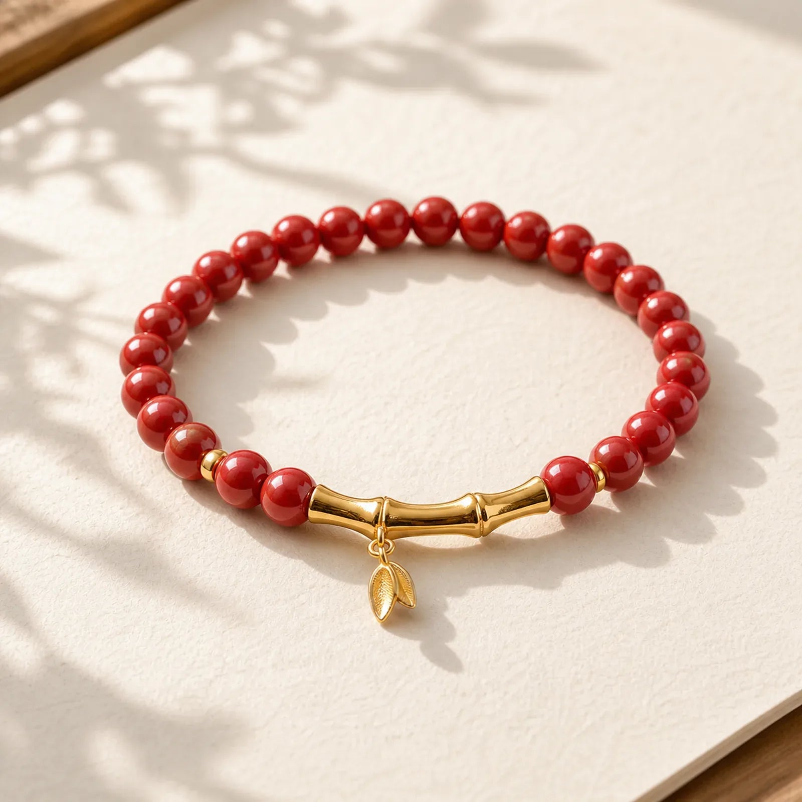 Bamboo Cinnabar 925 Sterling Silver Concentration Bracelet featuring Bamboo, Cinnabar, Silver