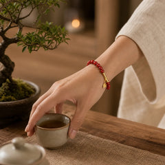 Bamboo Cinnabar 925 Sterling Silver Concentration Bracelet featuring Bamboo, Cinnabar, Silver