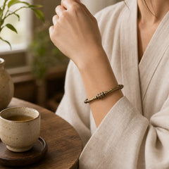 Bamboo Lotus Flower Copper Brass Peace Bracelet Bangle featuring Bamboo, Lotus, Copper