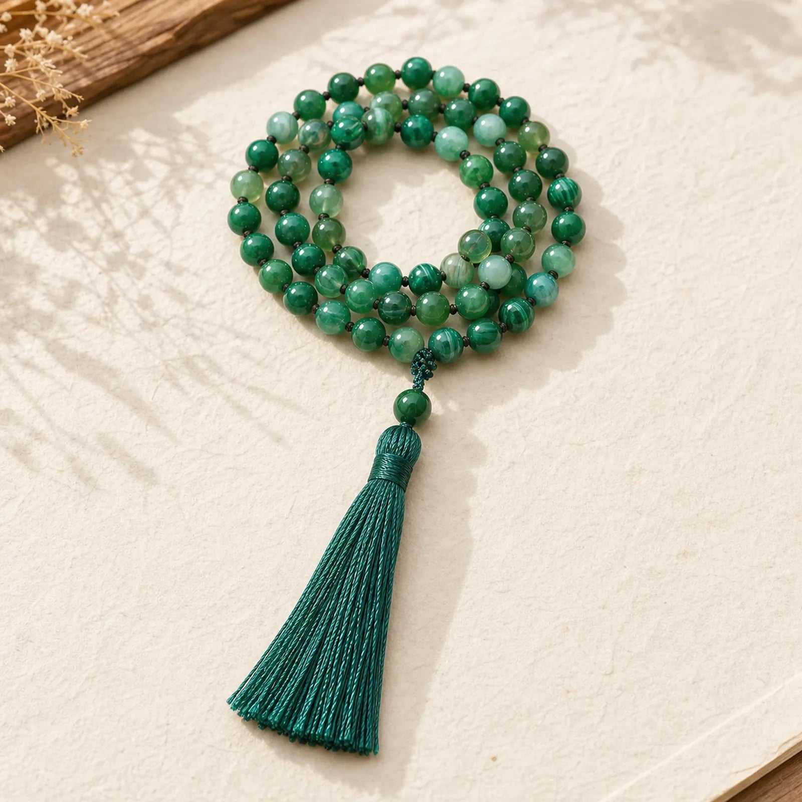 Bead Malachite Tassel Protection Bracelet featuring Malachite