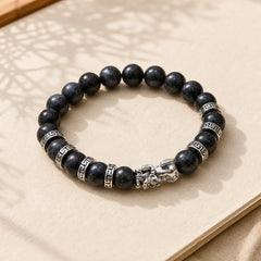 Black Glitter Stone PiXiu Power Bracelet featuring Black Glitter Stone, Pixiu, Copper