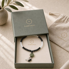 Black Obsidian Bagua Protection Hand Beaded Bracelet featuring Black Obsidian, Bagua