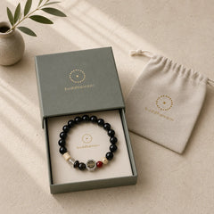 Black Obsidian Bagua Protection Tibetan Round Bead Bracelet featuring Black Obsidian, Bagua, Ice Obsidian