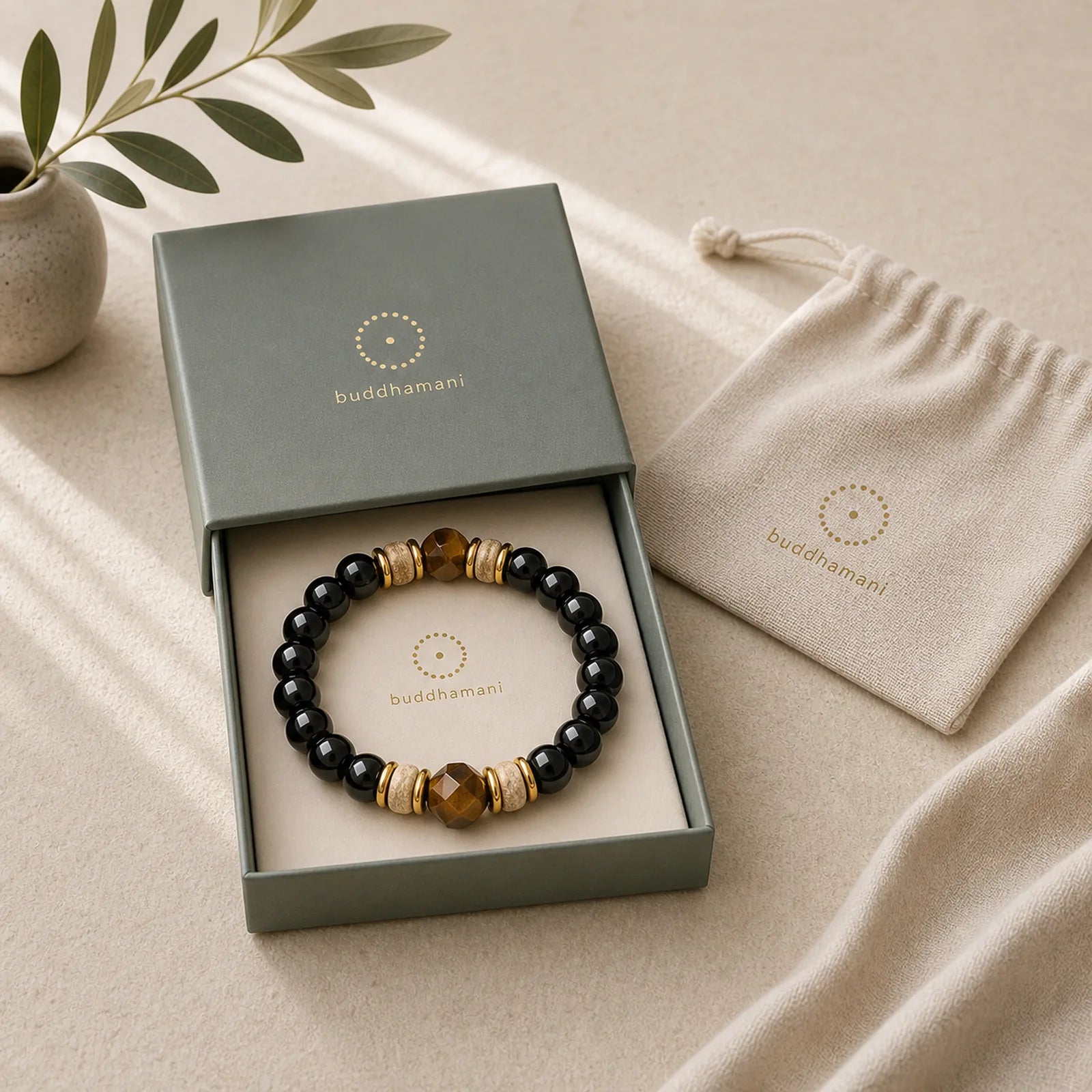 Black Obsidian Beads Sectional Tiger Eye Stone Purification Bracelet featuring Black Obsidian, Tiger Eye