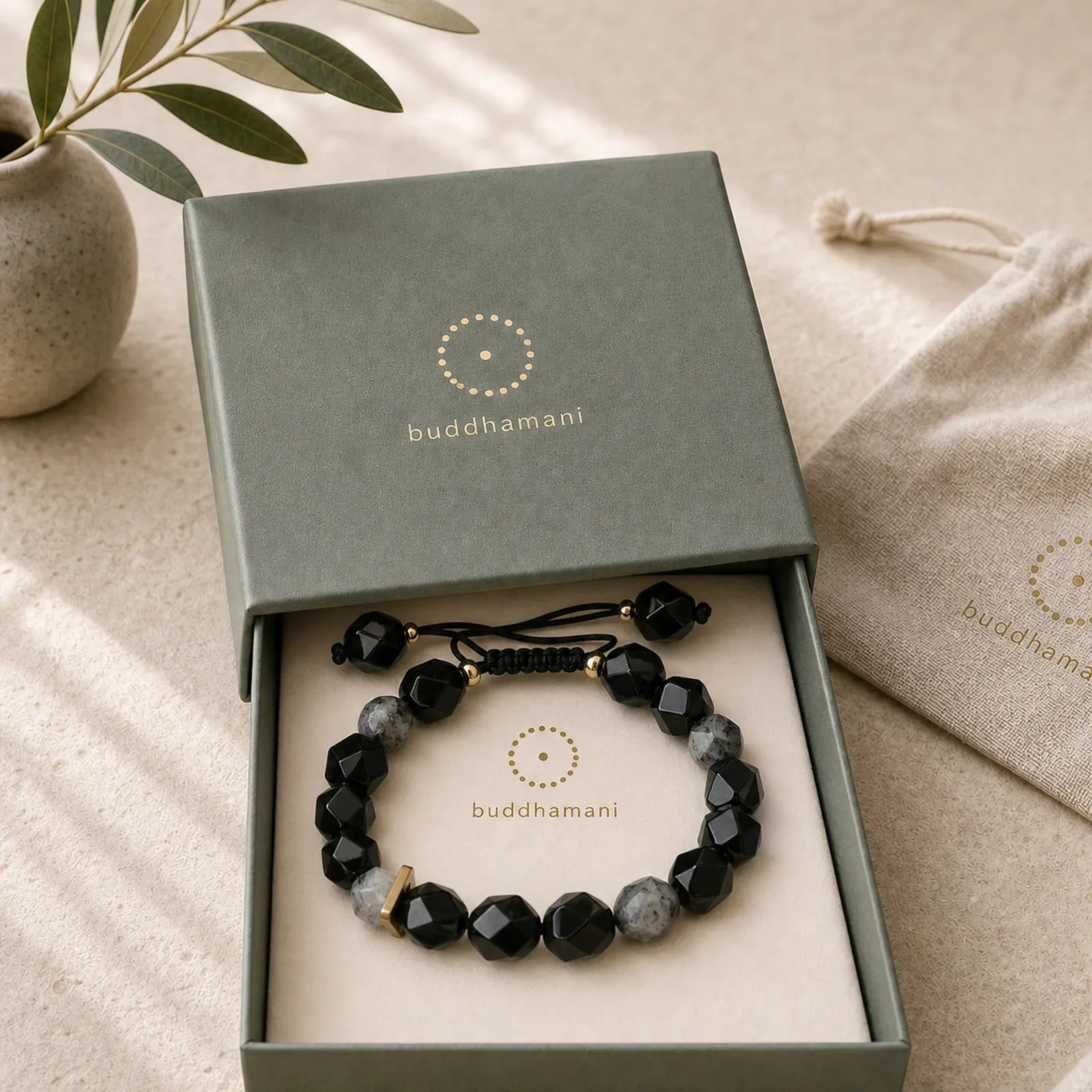 Black Obsidian Black Glitter Stone Purification Bracelet featuring Black Obsidian, Black Glitter Stone, Copper