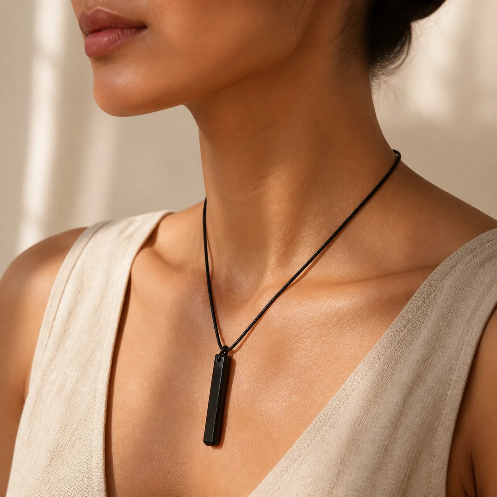Black Obsidian Blue Sandstone Transformation Necklace Pendant featuring Black Obsidian, Blue Sandstone
