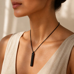 Black Obsidian Blue Sandstone Transformation Necklace Pendant featuring Black Obsidian, Blue Sandstone