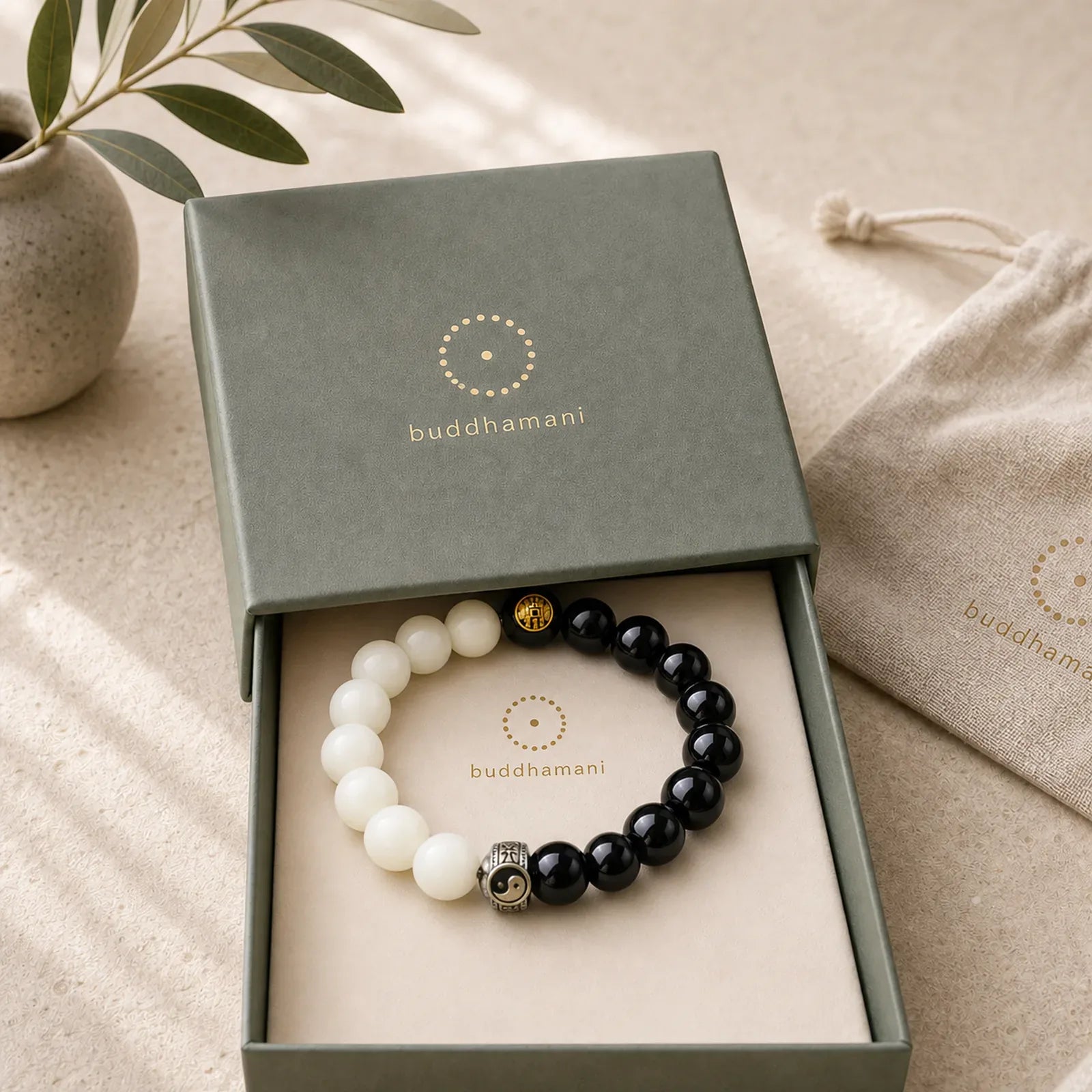 Black Obsidian Bodhi Seed Yin Yang Nine-Character Mantra Mountain Ghosts Spend Money Strength Bracelet featuring Black Obsidian, Bodhi Seed, Yin Yang Symbol