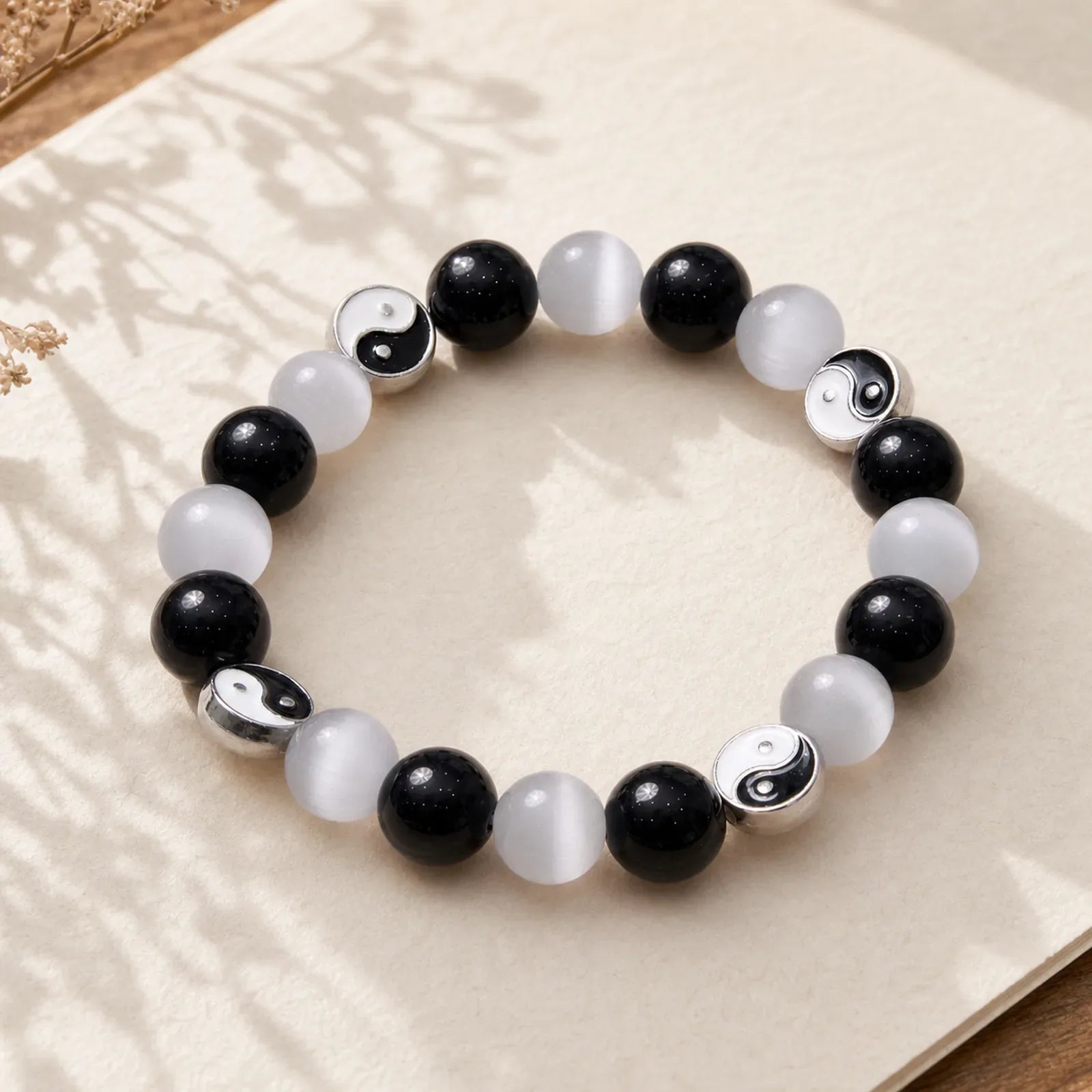 Black Obsidian Cat's Eye Yin Yang Purification Strength Bracelet featuring Black Obsidian, Cat's Eye / Chrysoberyl, Yin Yang Symbol
