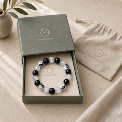 Black Obsidian Cat's Eye Yin Yang Purification Strength Bracelet featuring Black Obsidian, Cat's Eye / Chrysoberyl, Yin Yang Symbol