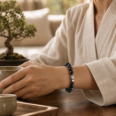 Black Obsidian Eagle's Eye Stone Gold Sheen Obsidian Tiger's Eye Strength Bracelet featuring Black Obsidian, Eagle's Eye Stone, Gold Sheen Obsidian