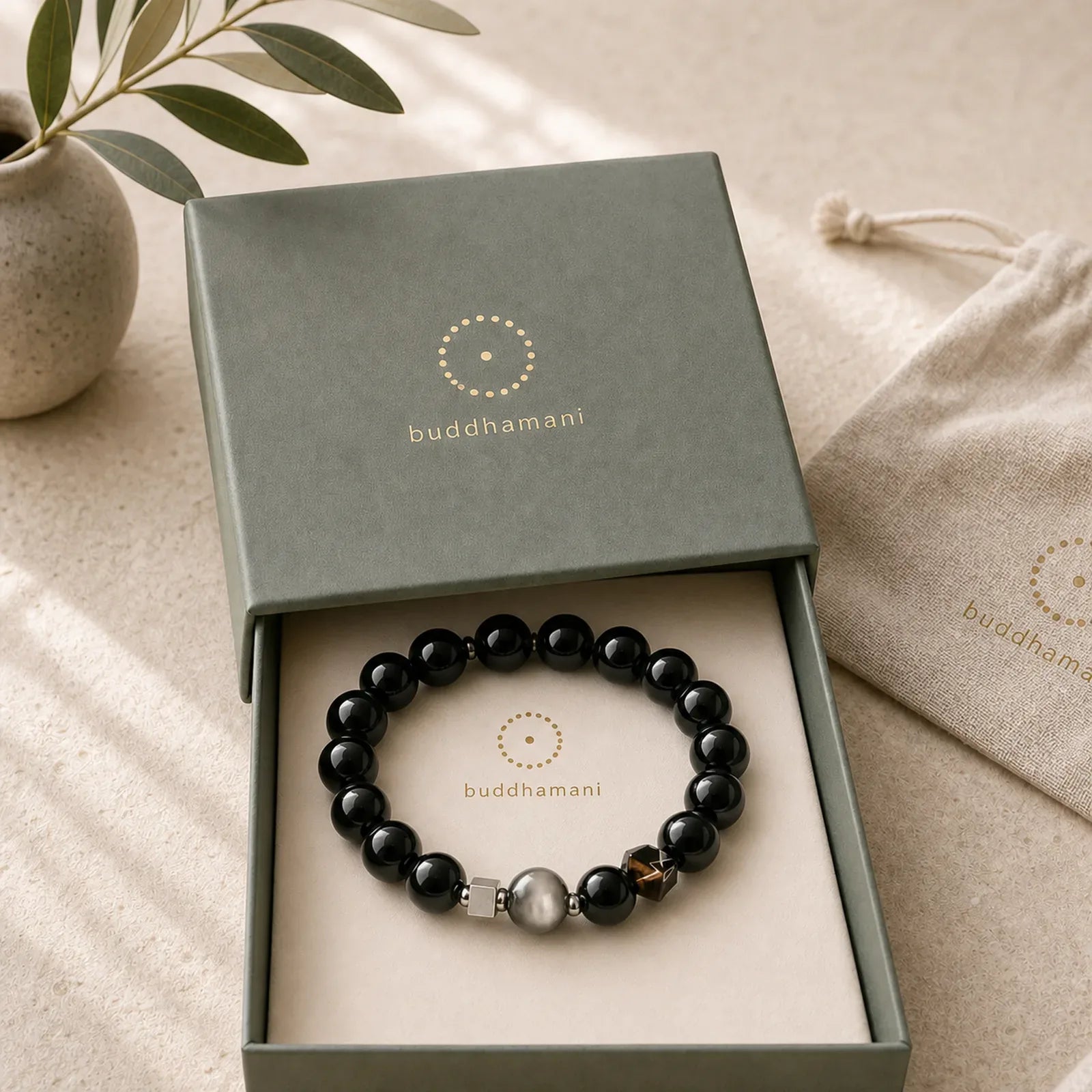 Black Obsidian Eagle's Eye Stone Gold Sheen Obsidian Tiger's Eye Strength Bracelet featuring Black Obsidian, Eagle's Eye Stone, Gold Sheen Obsidian