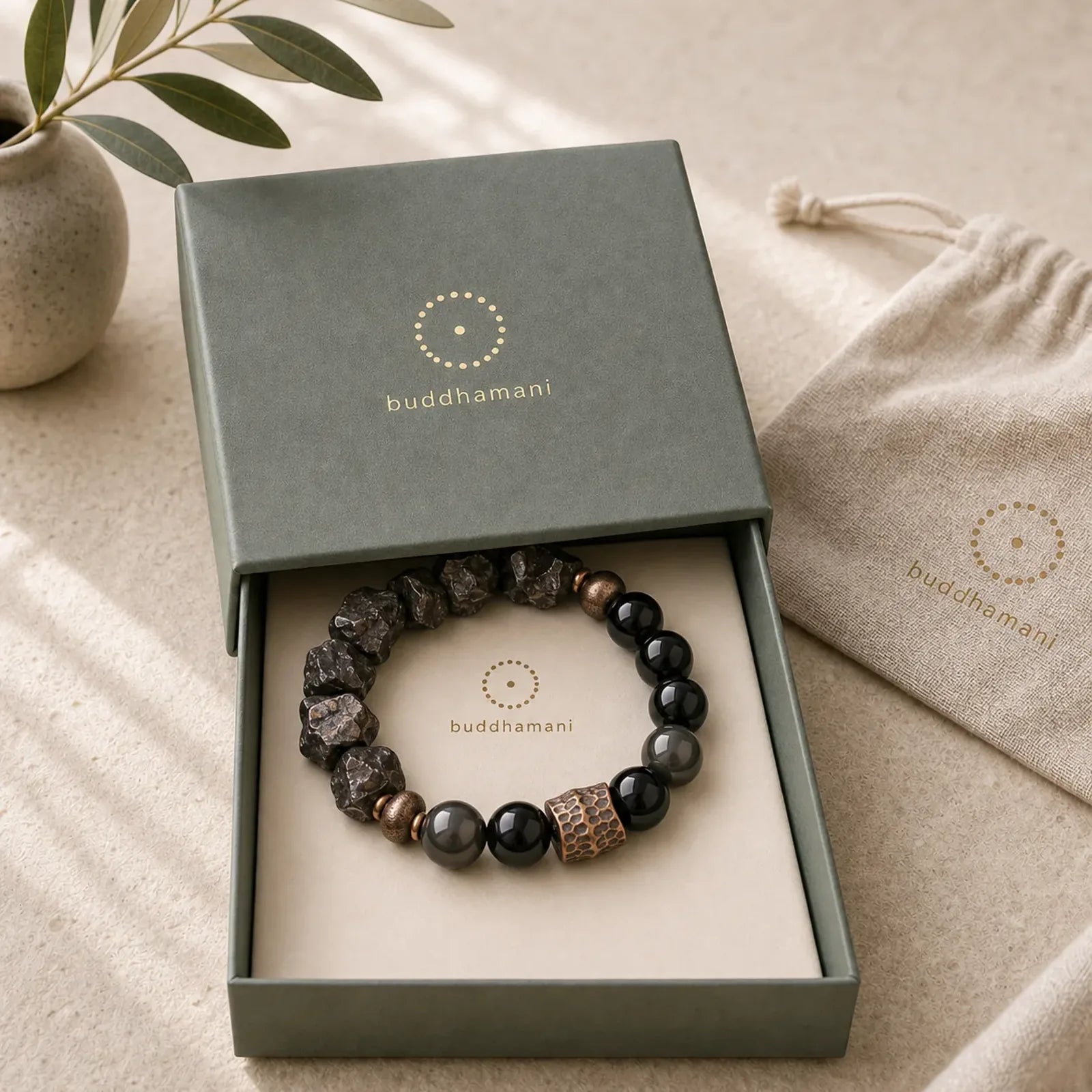 Black Obsidian Ebony Wood Copper Strength Couple Bracelet (Extra 30% Off | USE CODE: FS30) featuring Black Obsidian, Ebony Wood, Ebony