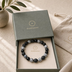 Black Obsidian Lava Rock Picasso Jasper Beads Support Bracelet featuring Black Obsidian, Lava Rock, Picasso Jasper