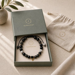 Black Obsidian Lava Rock Stone Yin Yang Strength Bracelet featuring Black Obsidian, Lava Rock, Yin Yang Symbol