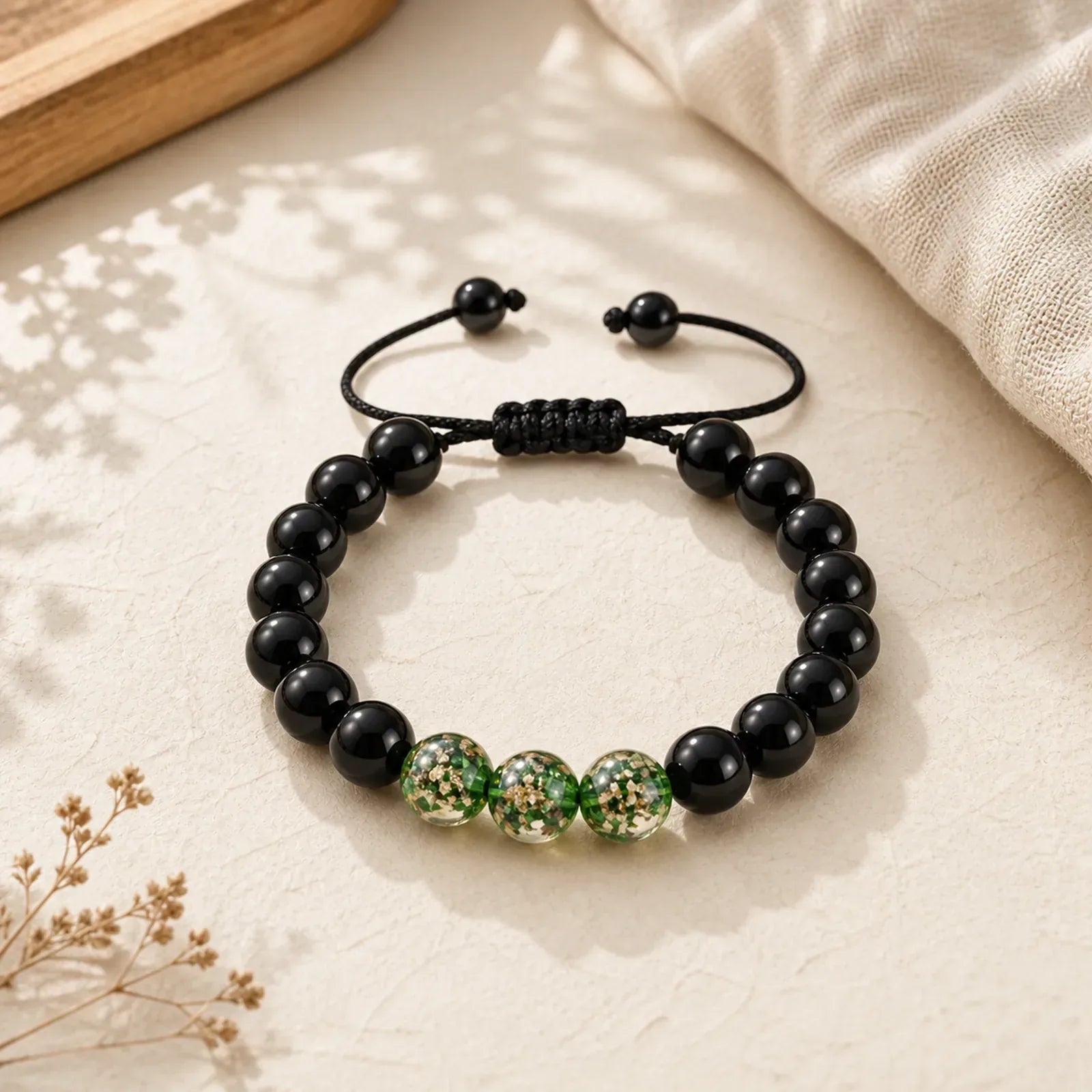 Black Obsidian Luminous Glowstone Strength Bracelet featuring