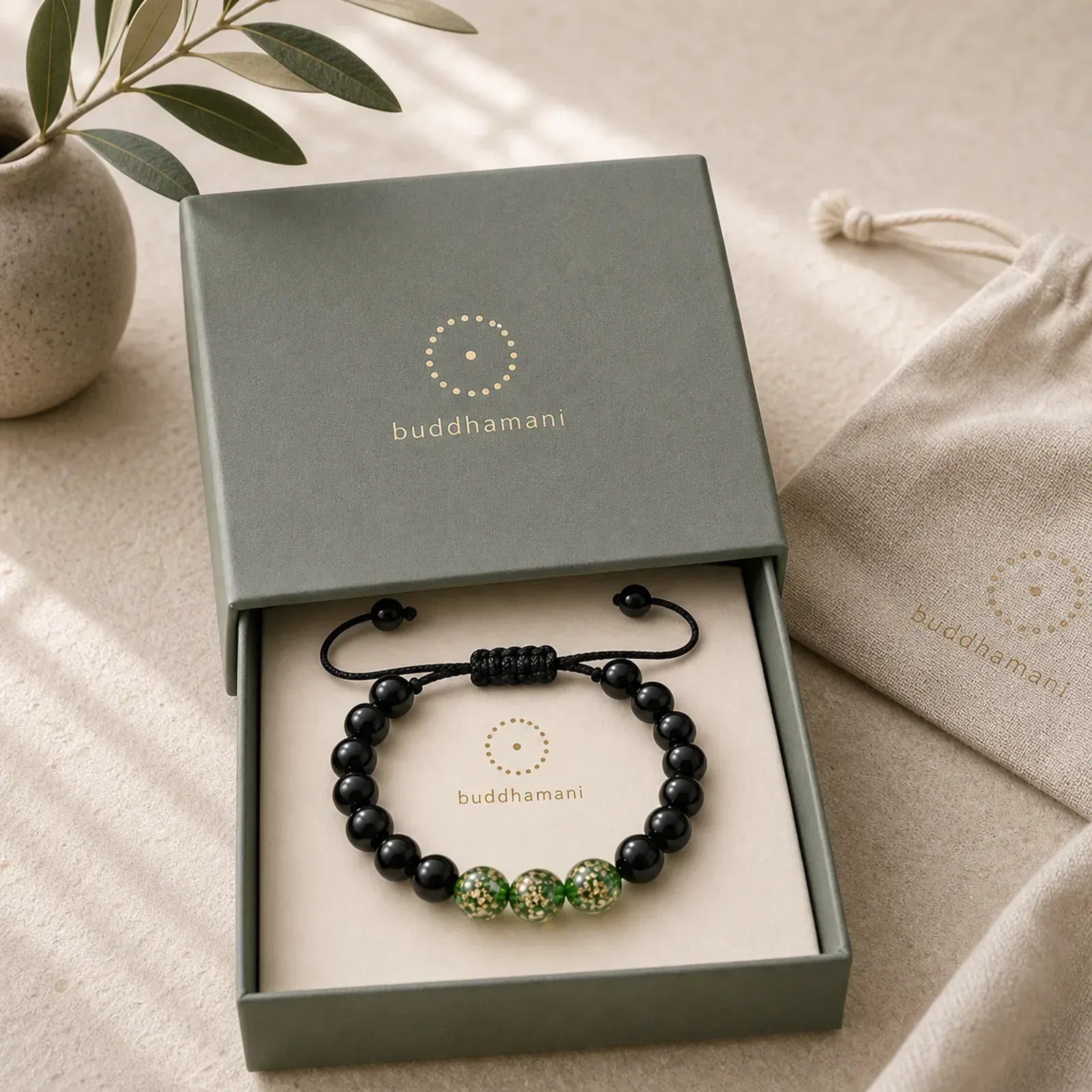 Black Obsidian Luminous Glowstone Strength Bracelet featuring