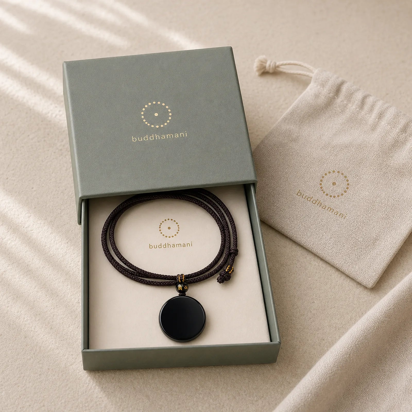 Black Obsidian Round Shape Protection Braided Rope Necklace featuring Black Obsidian