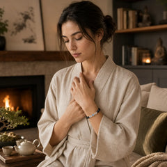 Black Obsidian Silver Sheen Obsidian Zircon Purification Bracelet featuring Black Obsidian, Silver, Silver Sheen Obsidian