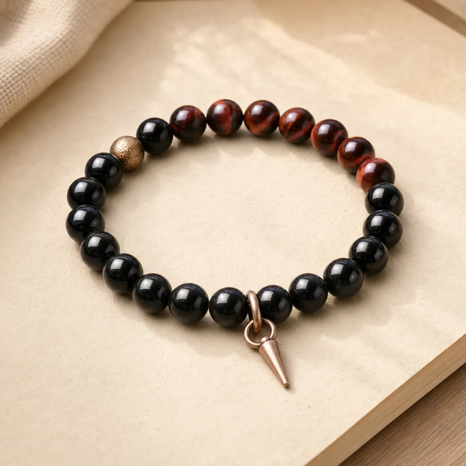 Black Obsidian Sodalite Crystal Copper Strength Couple Bracelet (Extra 30% Off | USE CODE: FS30) featuring Black Obsidian, Sodalite, Copper