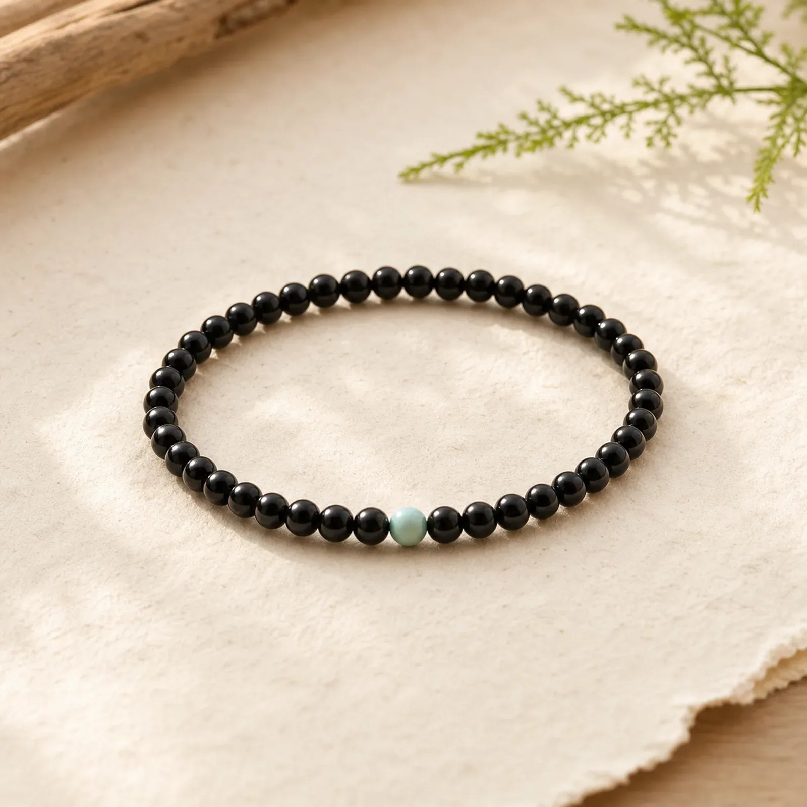 Black Obsidian Turquoise Strength Fulfilment Bracelet featuring Black Obsidian, Turquoise