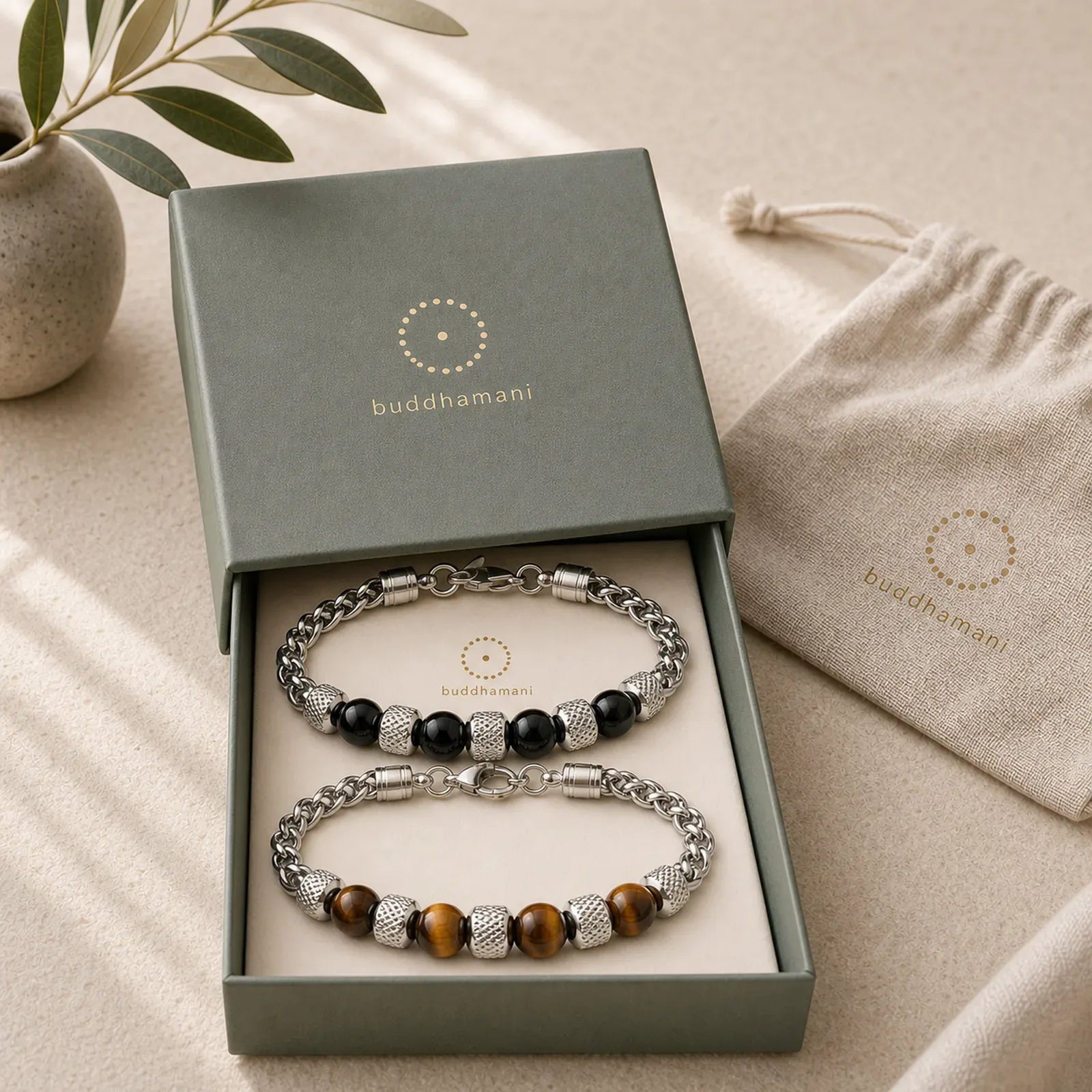 Black Onyx Tiger Eye Bead Courage Bracelet featuring Black Onyx, Tiger Eye, Copper