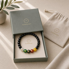 Black Onyx Yin Yang Purity Hand-Polished Round Bead Bracelet featuring Black Onyx, White Agate, White Stone