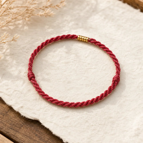 "Blessings for Clear Connections" 925 Sterling Silver Lucky Golden Bead String Bracelet Anklet Includes Gift Message Card featuring Silver, Red String