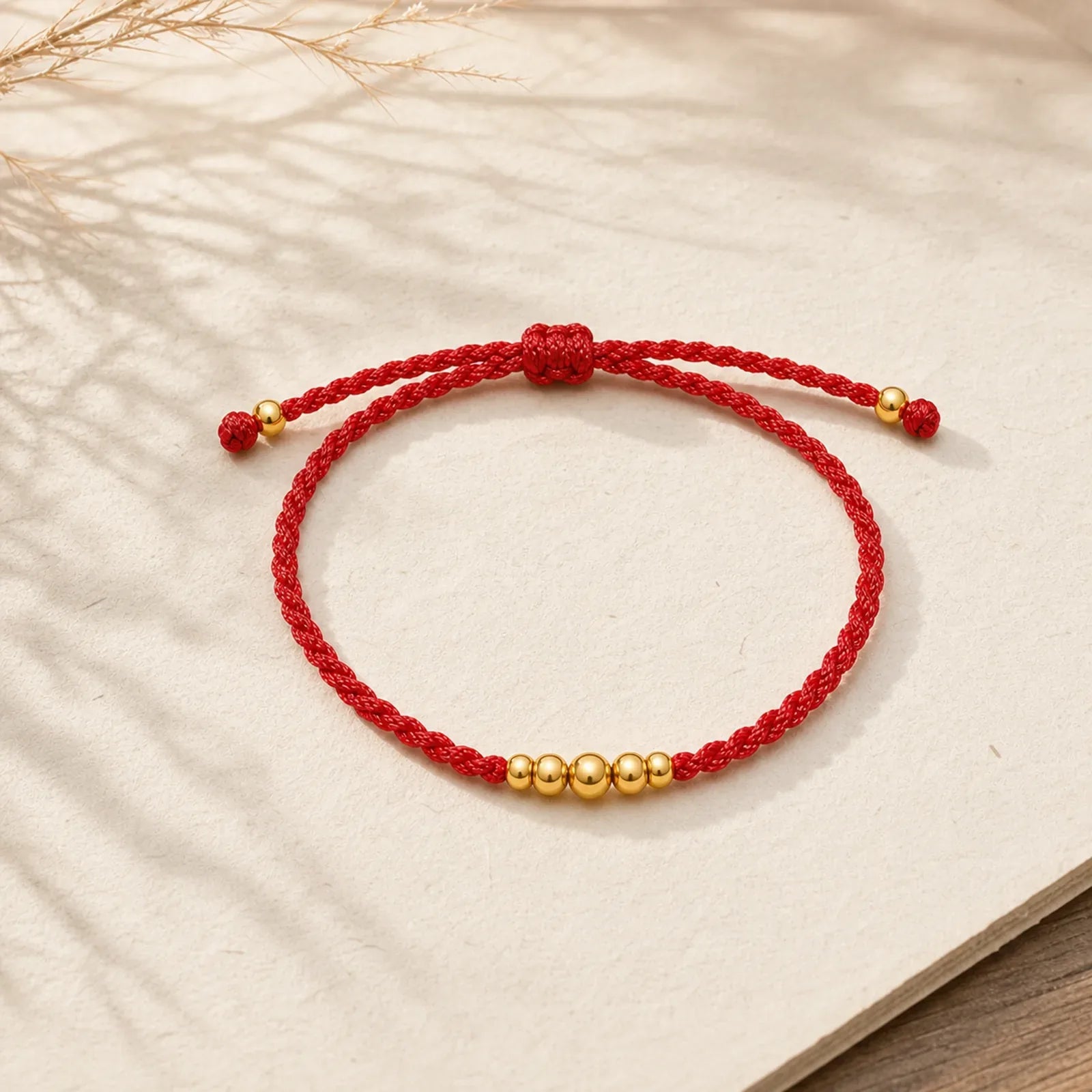 "Blessings for Clear Connections" 925 Sterling Silver Plated Gold Beads Red String Bracelet Includes Gift Message Card featuring Silver, Red String