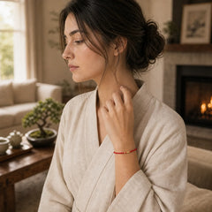 "Blessings for Clear Connections" 925 Sterling Silver Plated Gold Beads Red String Bracelet Includes Gift Message Card featuring Silver, Red String