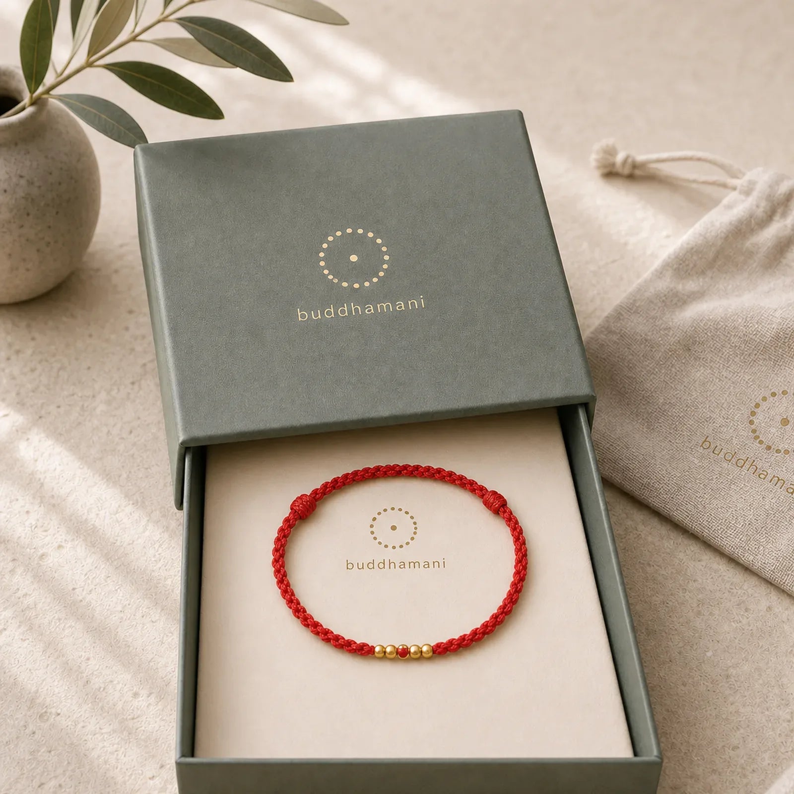 "Blessings for Clear Connections" 925 Sterling Silver Plated Gold Beads Red String Bracelet Includes Gift Message Card featuring Silver, Red String