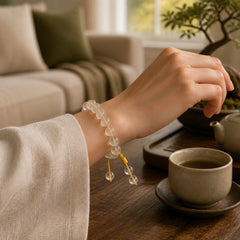 "Blessings of Light and Protection" White Crystal Bracelet Includes Gift Message Card featuring Clear Quartz / White Crystal, Om, Om Mani Padme Hum